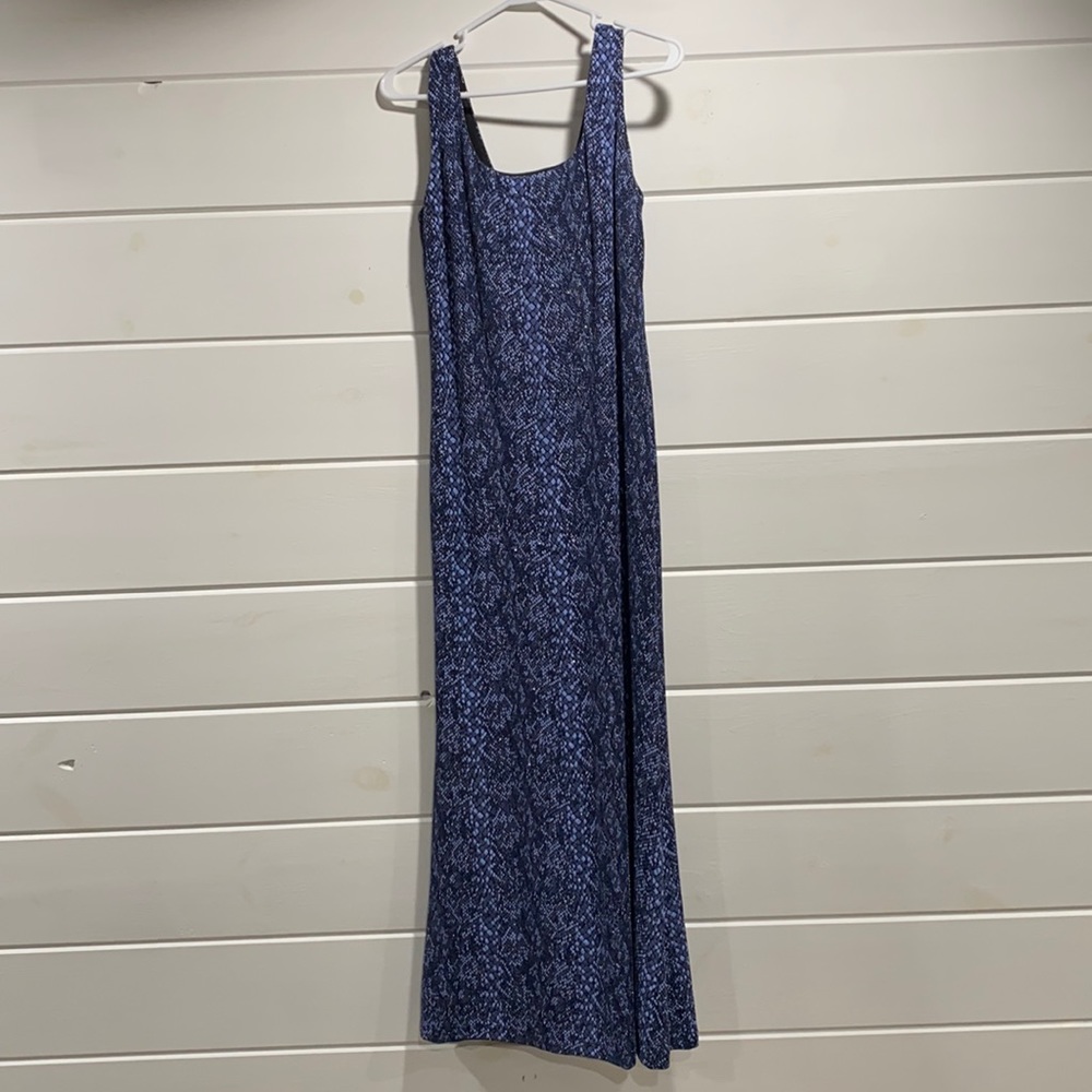 Blue leopard print long dress with sparkles
